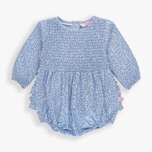 RuffleButts Smocked Floral Baby girl Romper